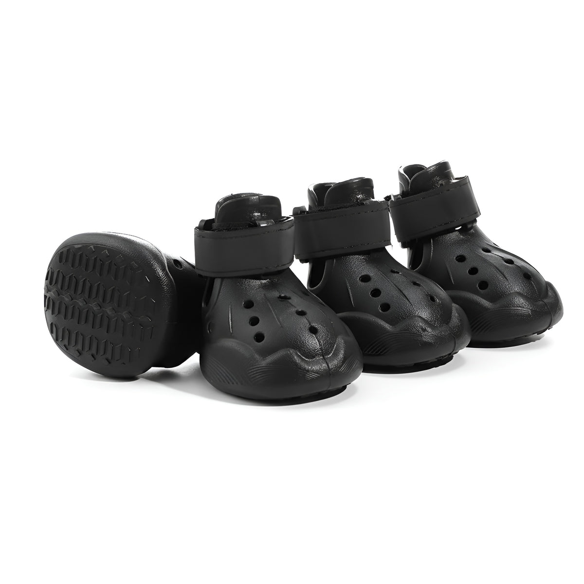 Pack of 4 Adjustable Dog Shoes — Lightweight Clog-Style Paw Protection for Walks & Outdoor Adventures