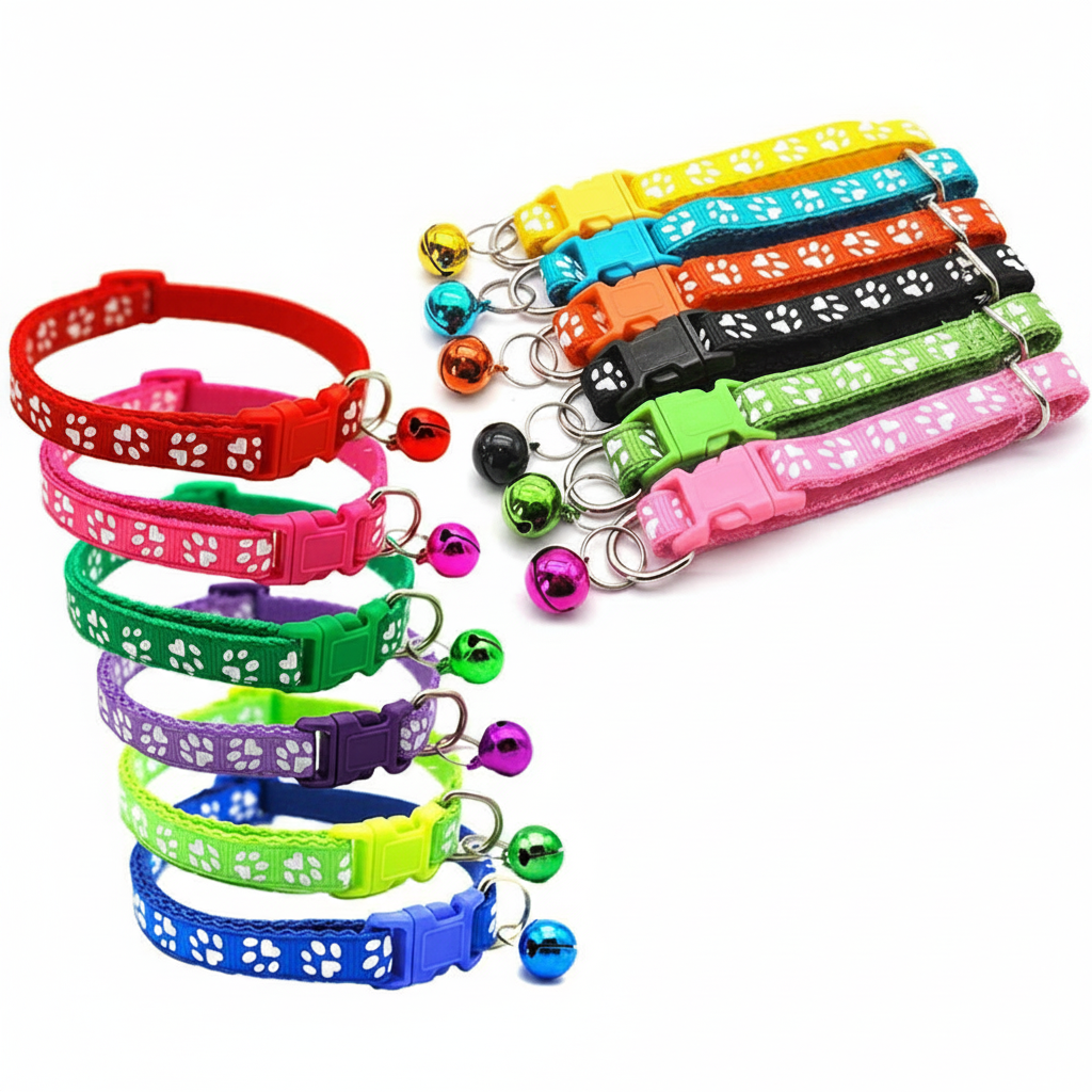 10-Pack Adjustable Pet Collars with Bell – Lightweight & Easy-Fit for Small Dogs & Cats
