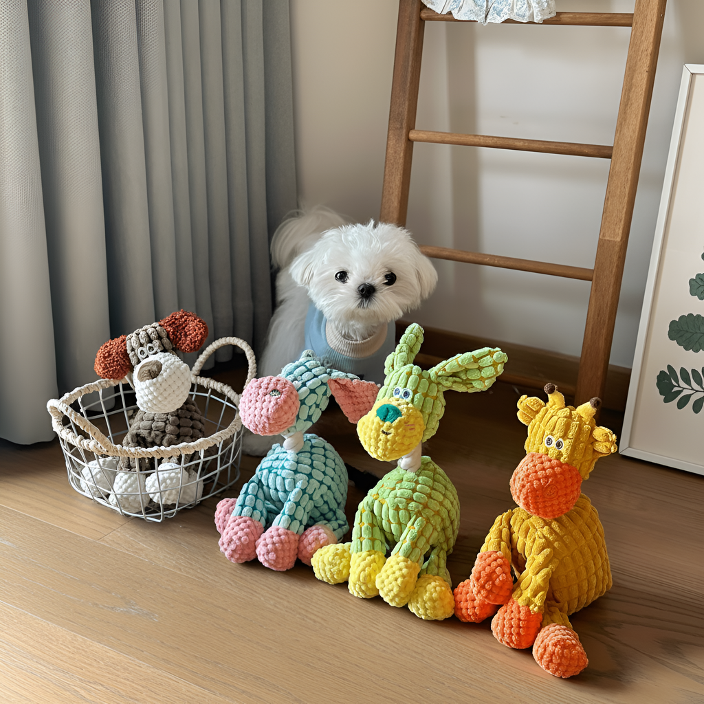 Soft Plush Dog Toy with Squeaker – Chew Toy & Interactive Play Buddy for Puppies & Dogs