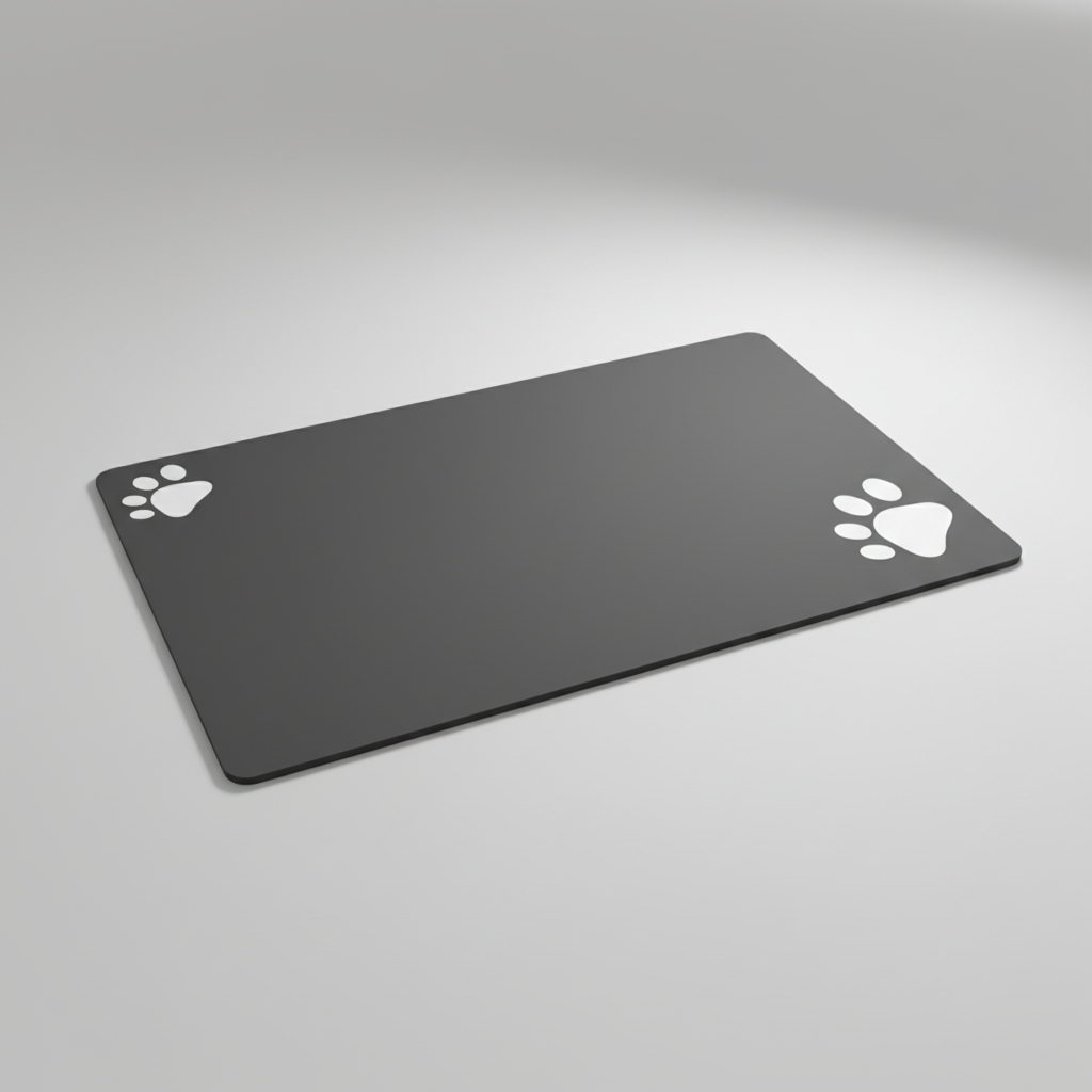 Reusable Dog Feeding Mat with Cute Paw Print Design – Non-Slip & Quick-Dry