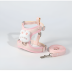 Adjustable Pet Harness & Leash Vest – Soft Plush Dog Cat Harness for Small Pets