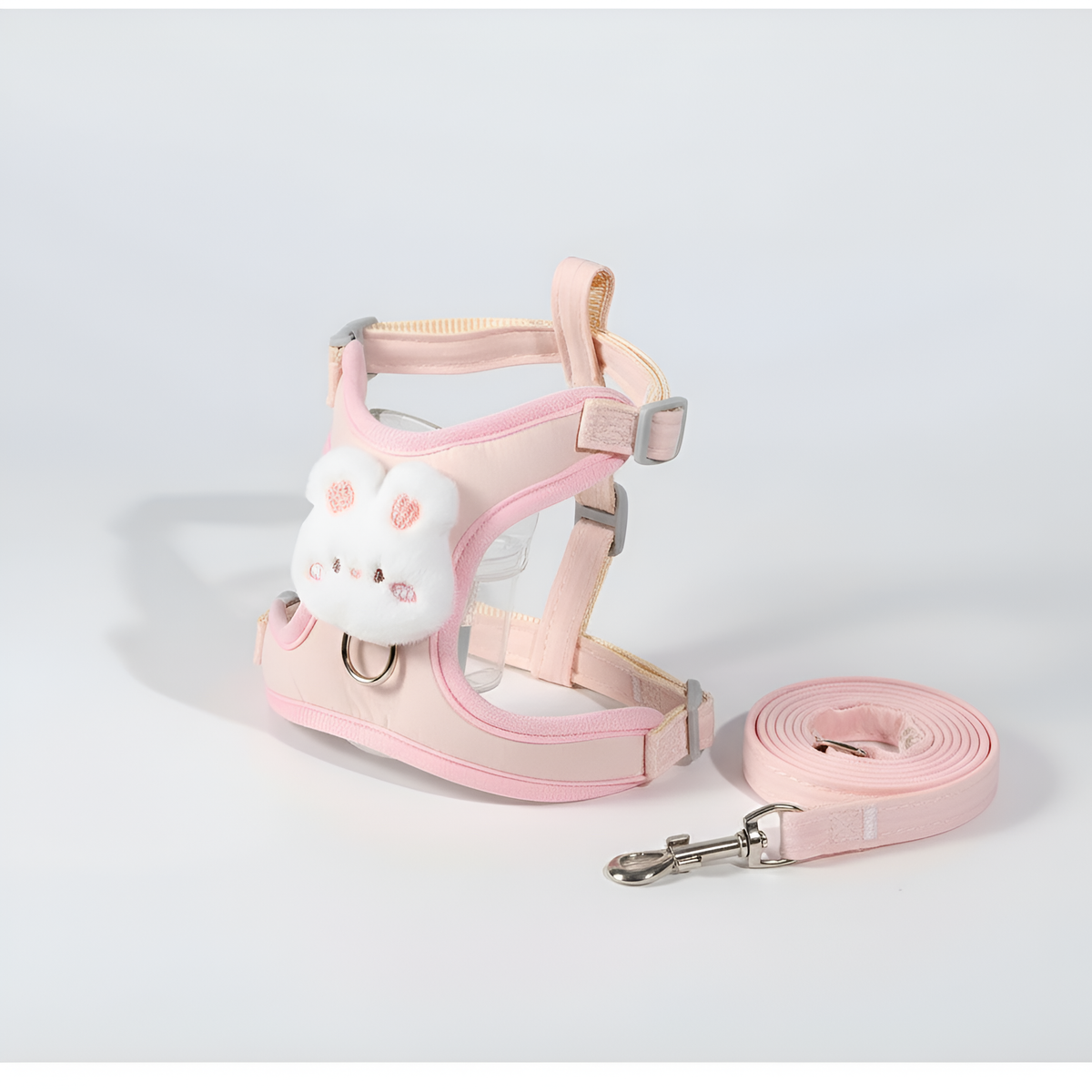 Adjustable Pet Harness & Leash Vest – Soft Plush Dog Cat Harness for Small Pets