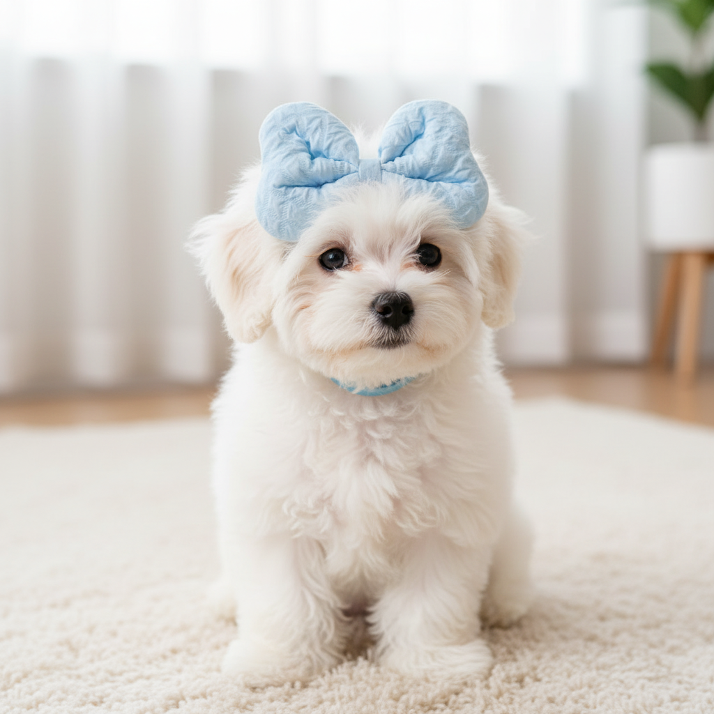 Soft Quilted Bow Headband for Dogs – Stretchy Elastic Band for Small Breeds