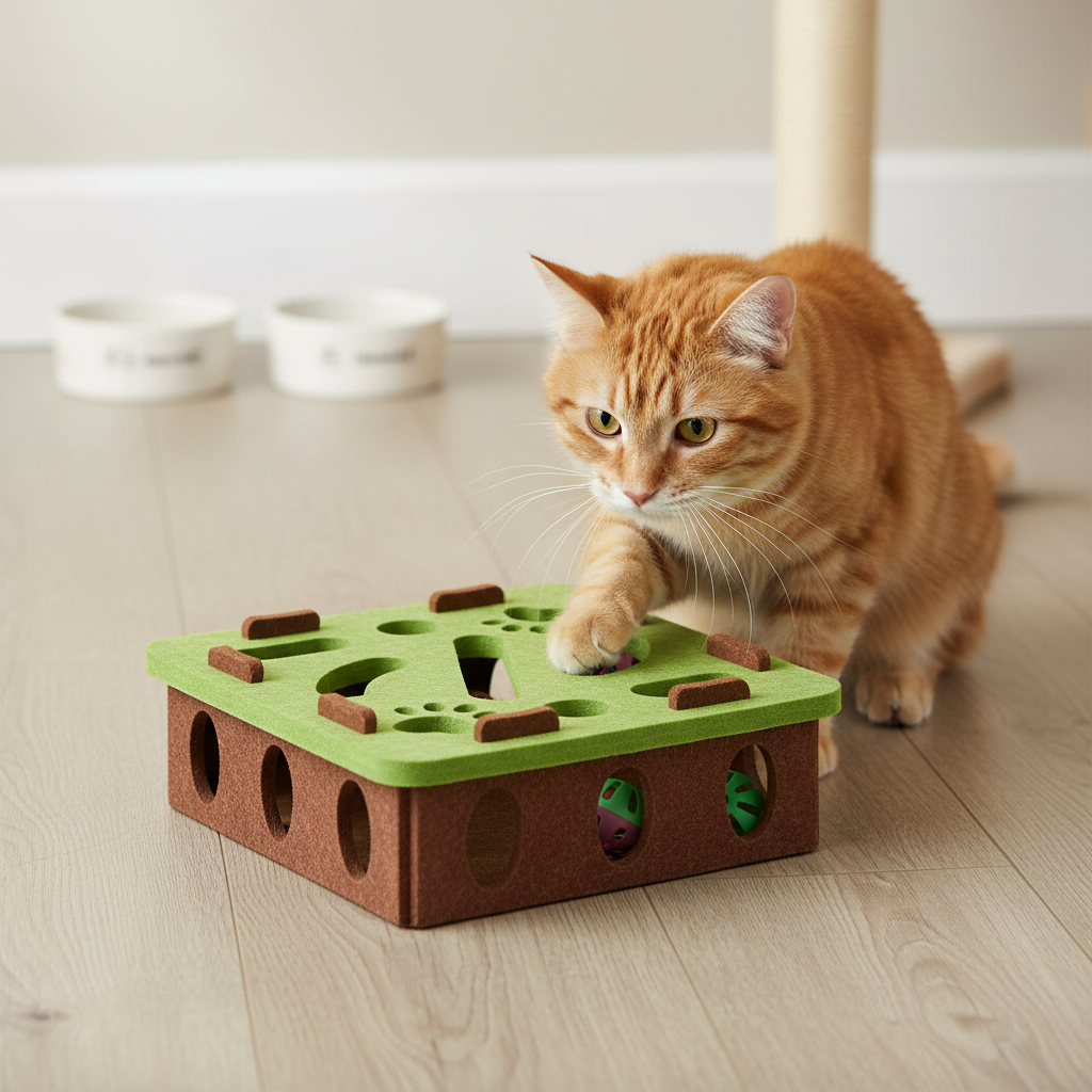Interactive Cat Puzzle Toy – Maze Tunnel with Jingle Balls & Hide-and-Seek Play