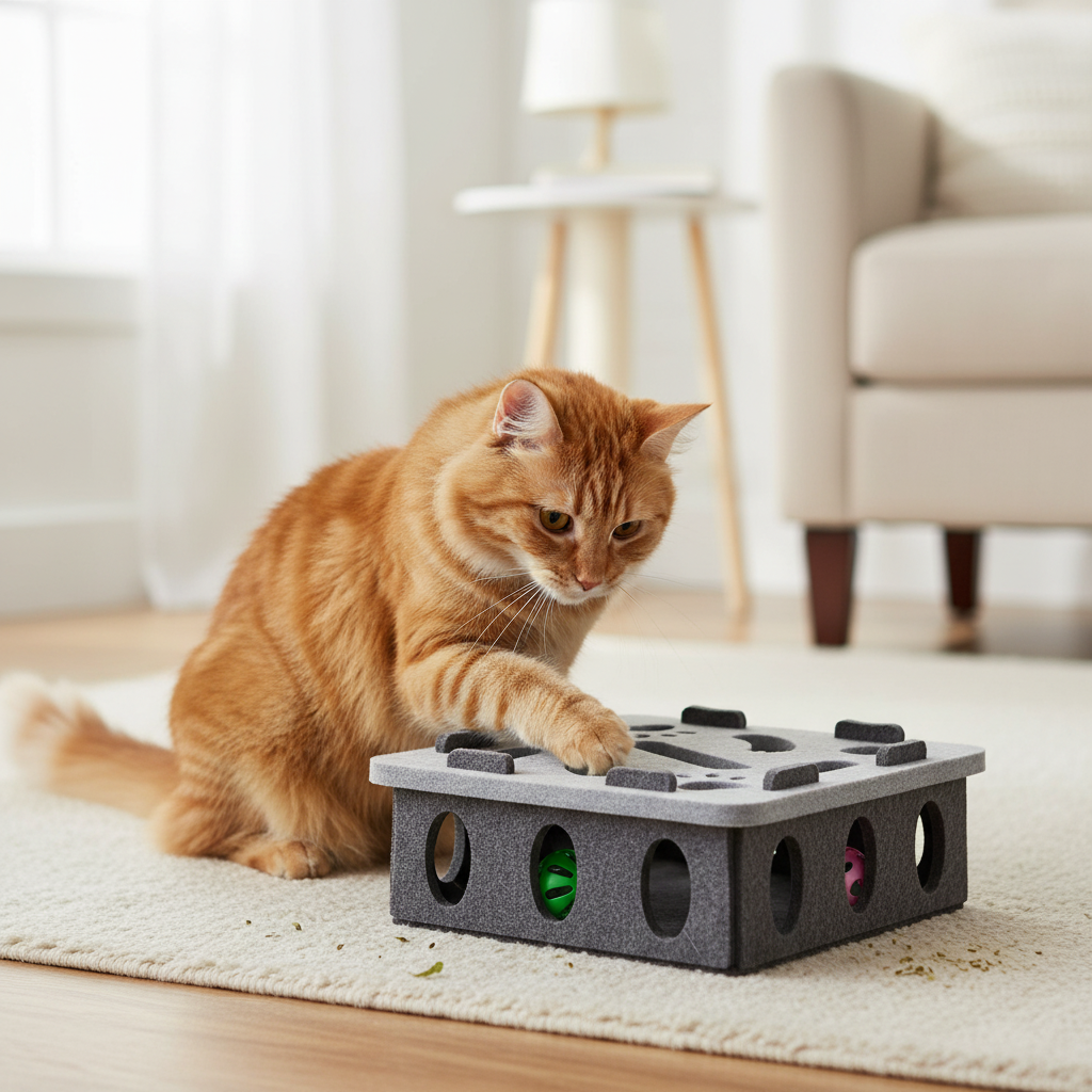 Interactive Cat Puzzle Toy – Maze Tunnel with Jingle Balls & Hide-and-Seek Play