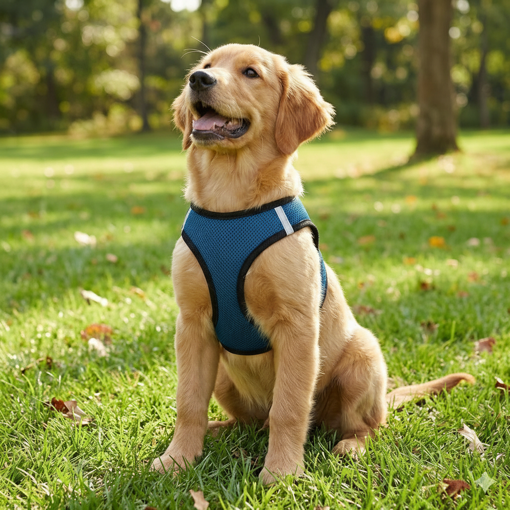 Step-In Air Mesh Dog Harness – Lightweight, Breathable & Reflective Pet Walking Harness