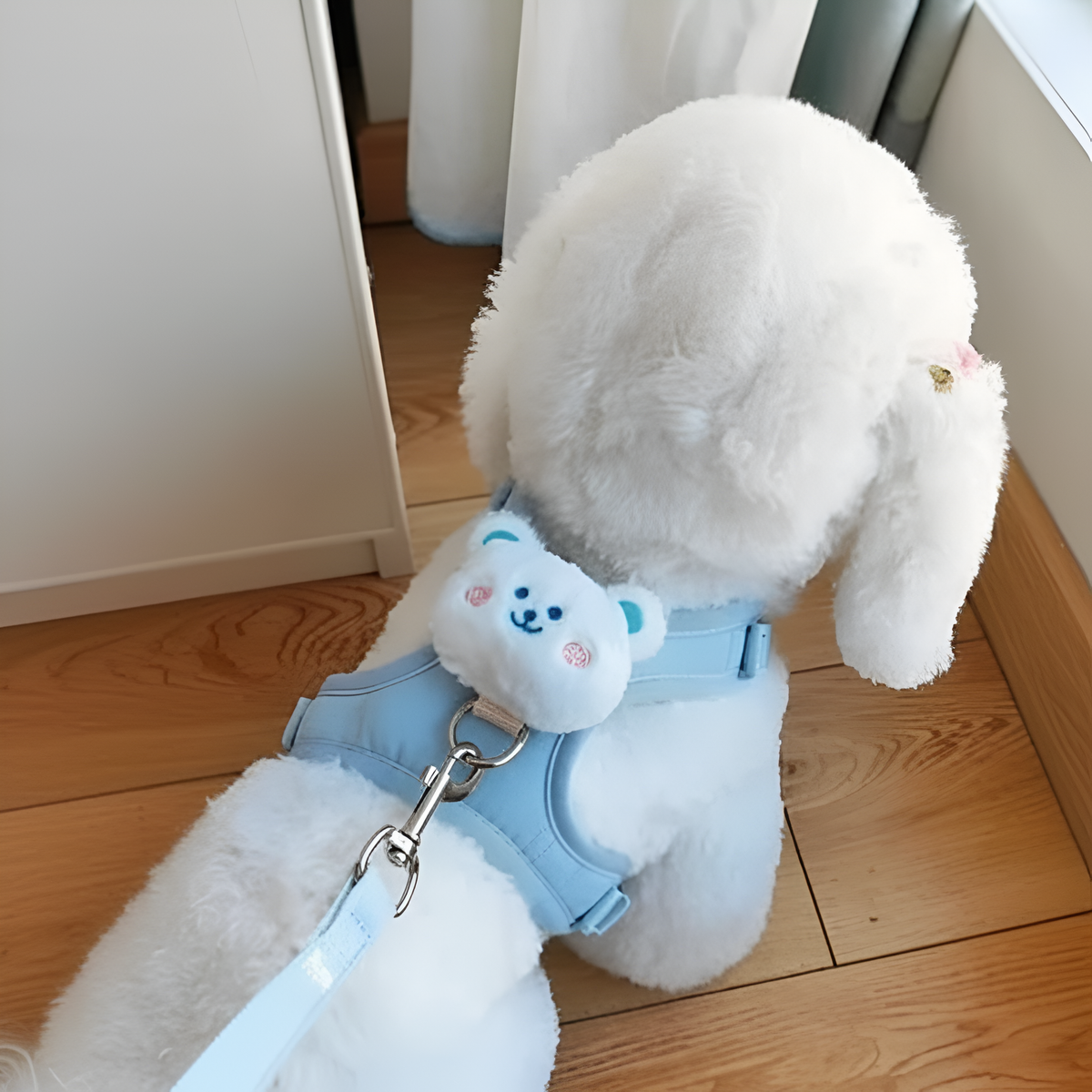 Adjustable Pet Harness & Leash Vest – Soft Plush Dog Cat Harness for Small Pets