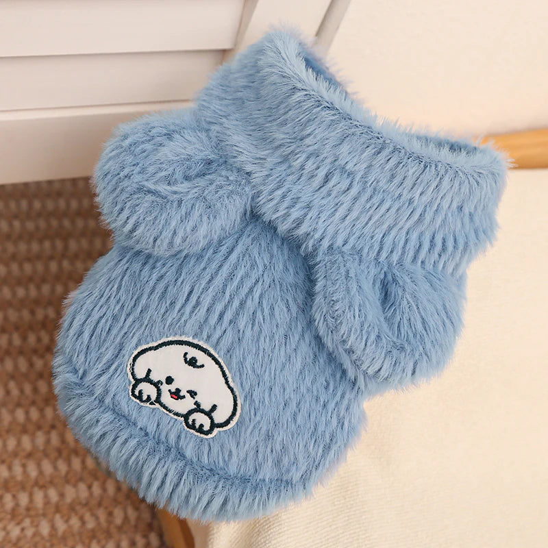 Cartoon Fleece Pet Hoodie – Soft, Snuggly & Super Cute!