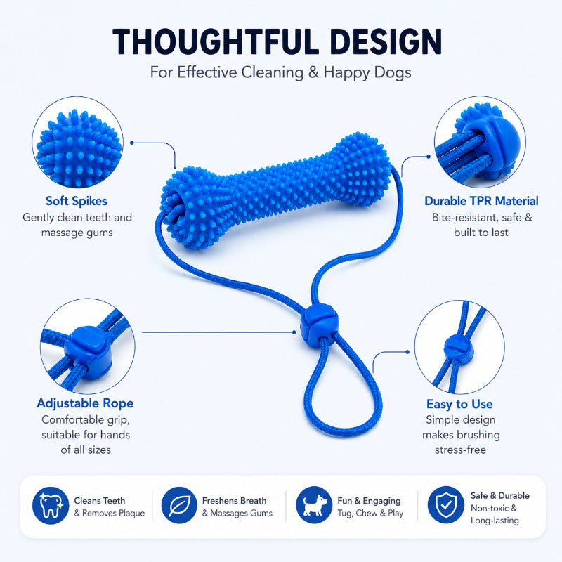 Hands-Free Dog Toothbrushing Aid — Chewable Dental Cleaner for Small & Medium Dogs