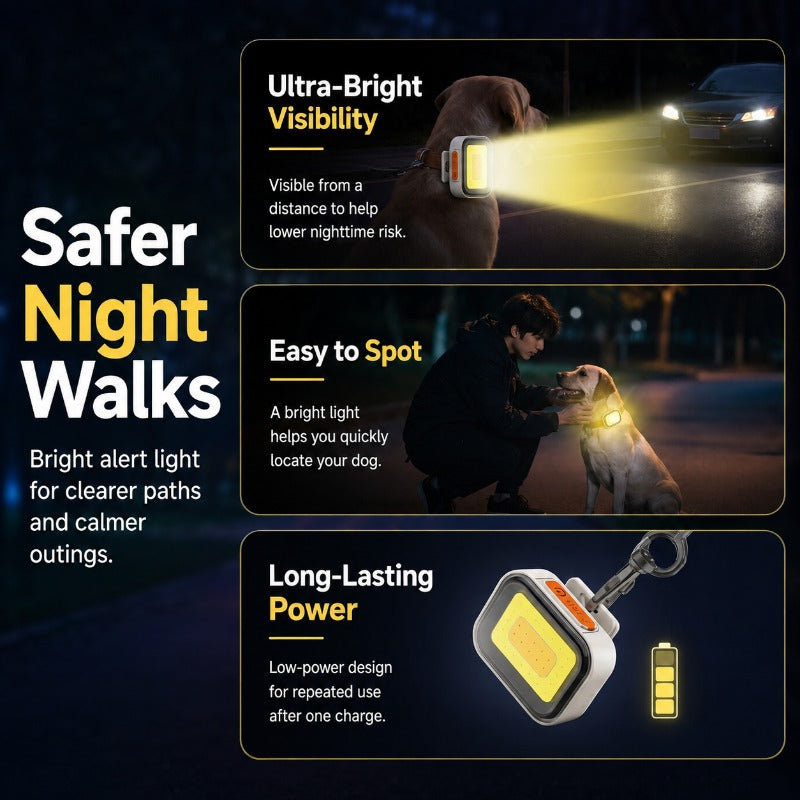 Weatherproof Dog Collar Warning Light – Bright LED Safety Light for Night Walks