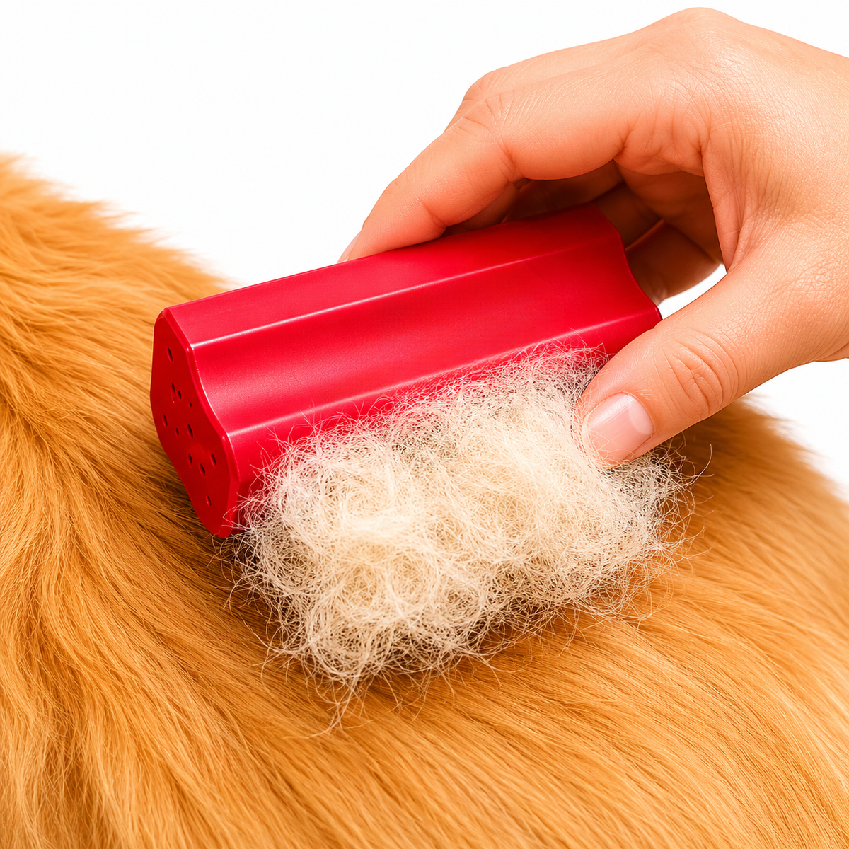 Undercoat Deshedding Brush for Dogs, Cats & Horses — Wood Handle + Rubber Bristles