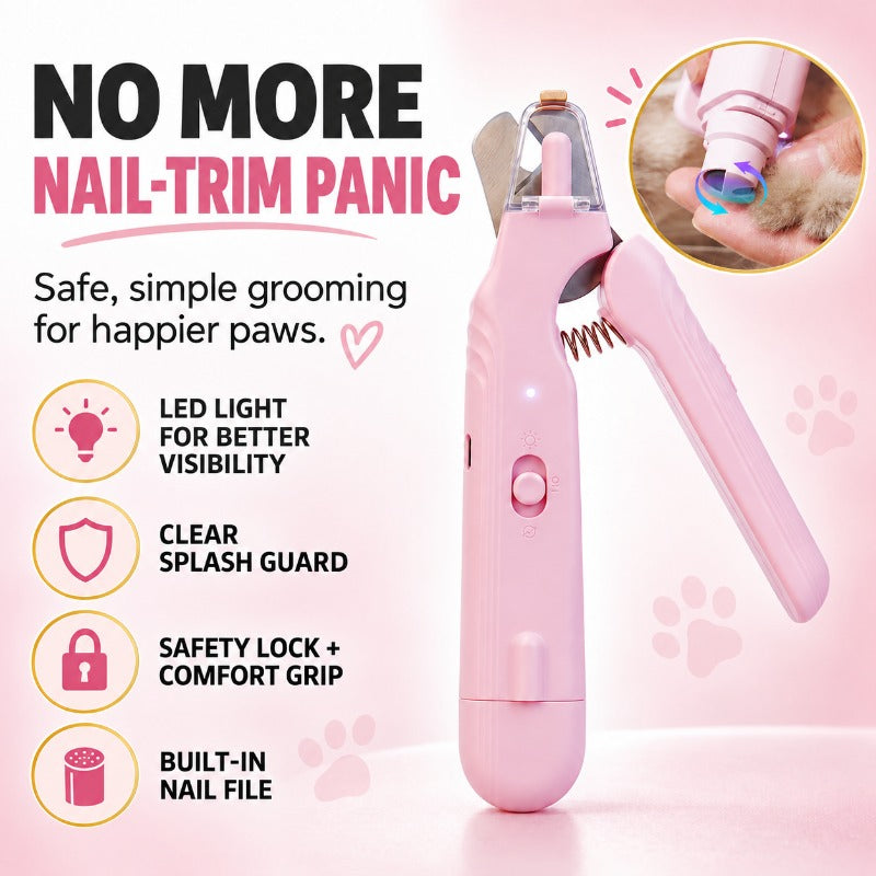 2-in-1 LED Pet Nail Clipper – Bright Light & Sharp Blades for Safe, Easy Trimming