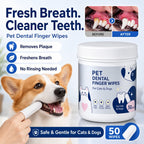 Dog & Cat Dental Finger Wipes — Gentle Plaque Removal & Breath Freshener