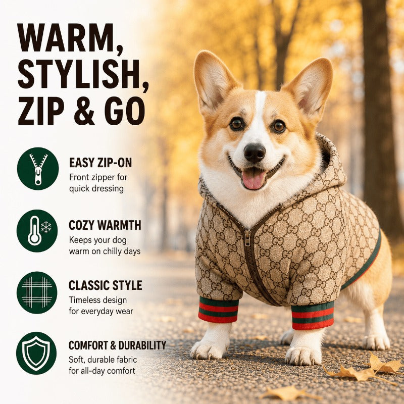 Stylish Warm Dog Jacket – Quilted Tartan Pet Coat with Full Zipper