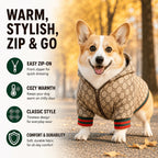 Stylish Warm Dog Jacket – Quilted Tartan Pet Coat with Full Zipper
