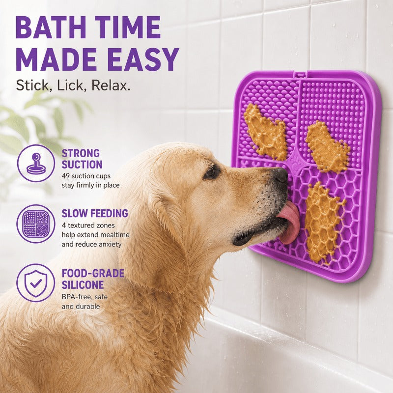 Anxiety Relief Pet Lick Mat for Dogs & Cats – Slow Feeder & Bath Time Distraction Mat