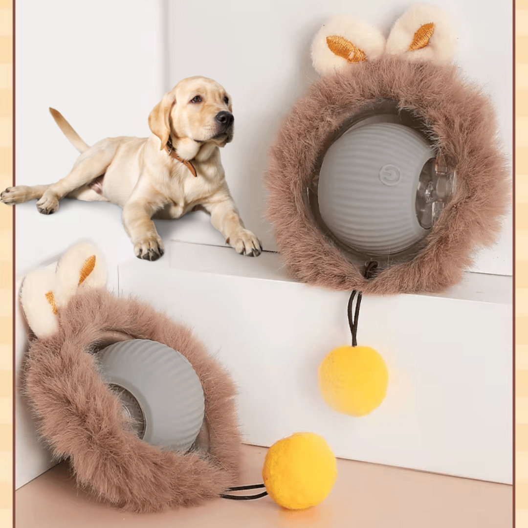 Active Rolling Ball Dog Toy with Soft Fur – Interactive Chase Toy for Mental Stimulation & Exercise