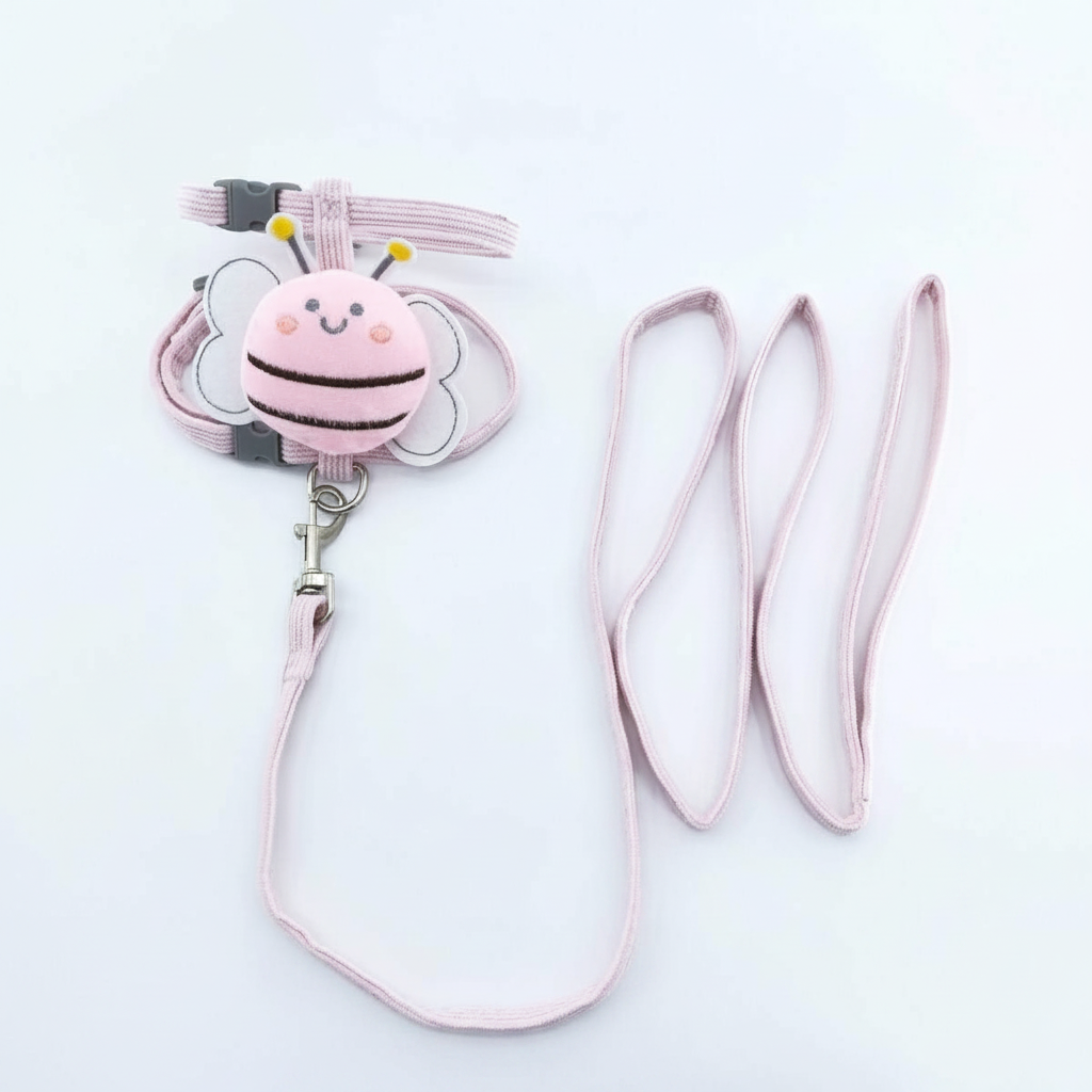 Adjustable Bee-Themed Pet Harness & Leash Set for Cats and Small Dogs