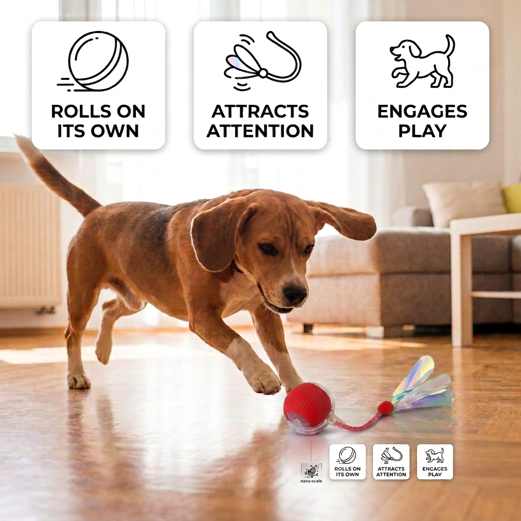 Upgraded Smart Rolling Dog Ball – Durable Interactive Toy with Wiggly Mesh Tail