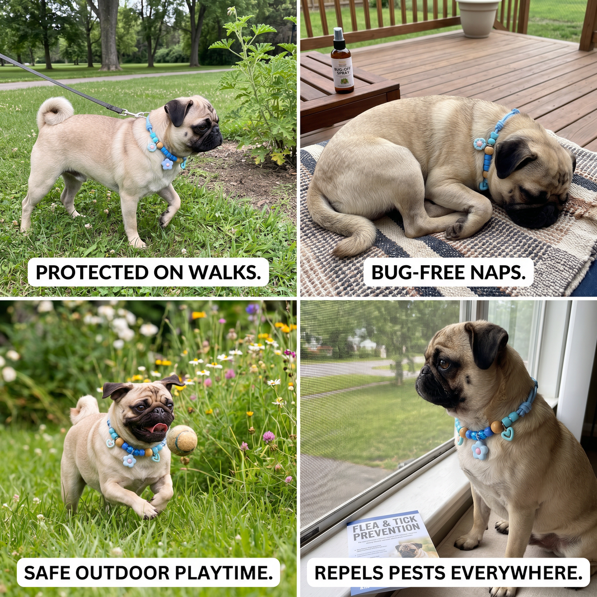 Adorable Insect-Repellent Dog Collar – Safe, Soft & Stylish