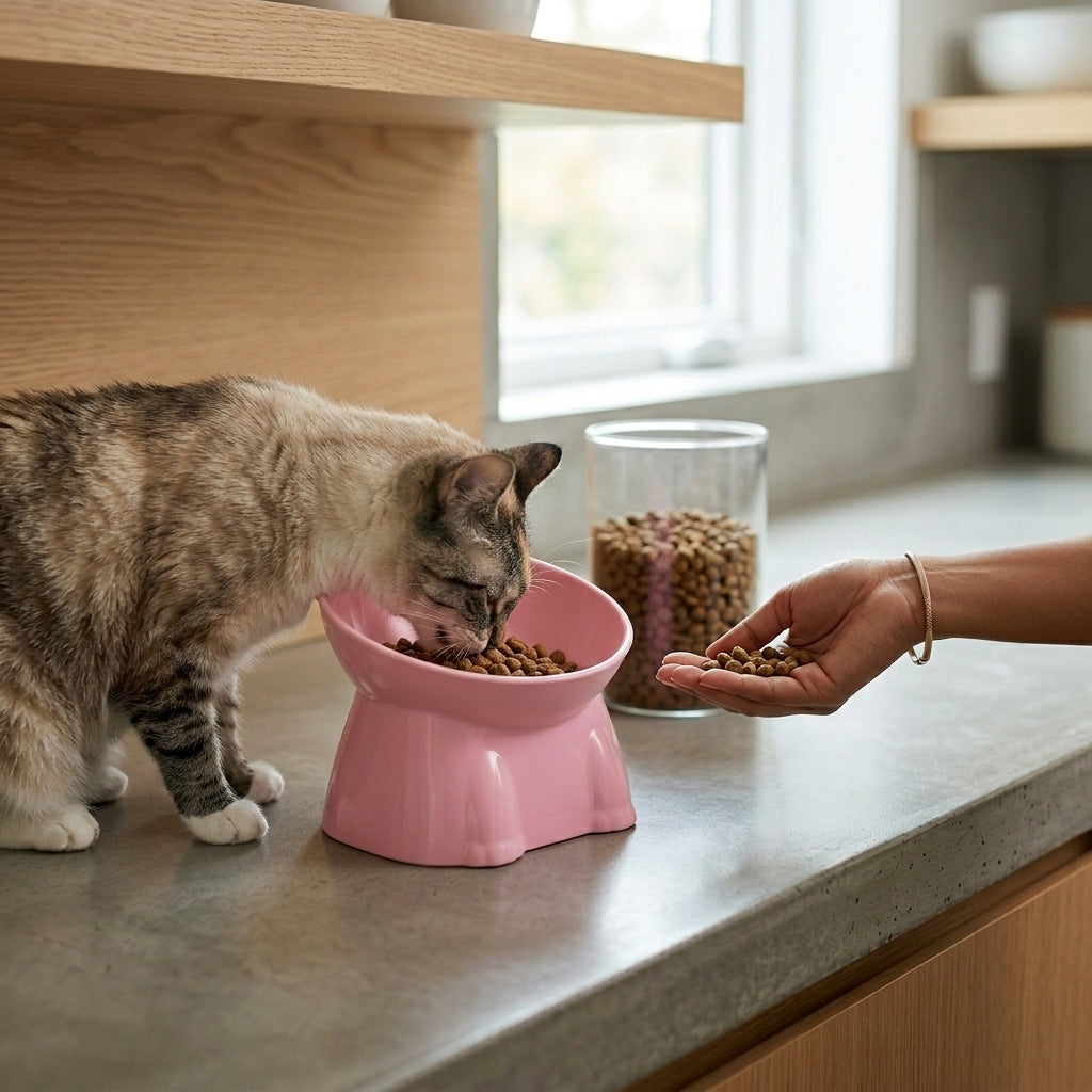 Elevated Tilt Pet Feeding Bowl – 15° Angled Stand for Cats & Dogs