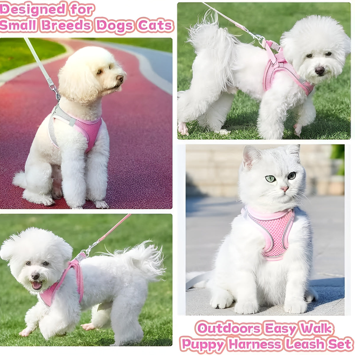Soft Mesh Adjustable Pet Harness for Small Dogs & Cats