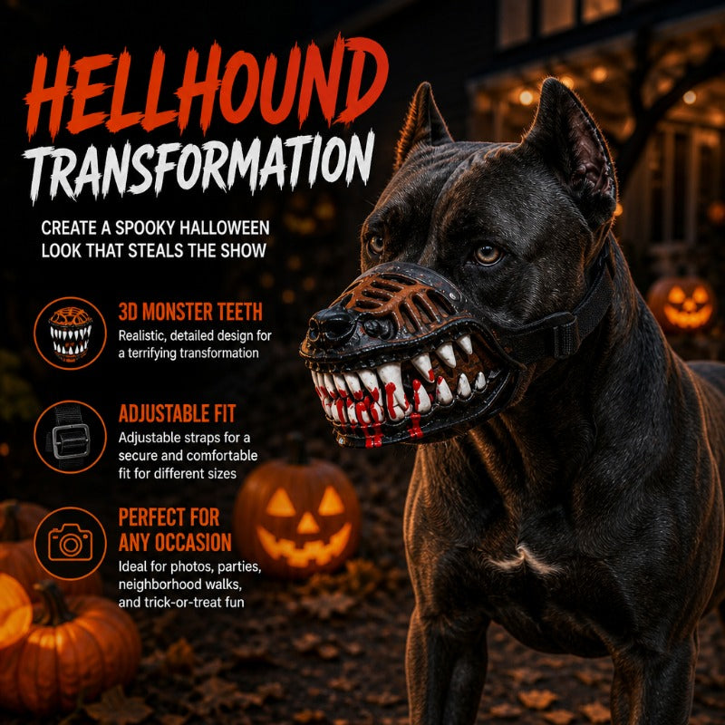 Terrifying Hellhound Dog Muzzle – Halloween Pet Costume Accessory