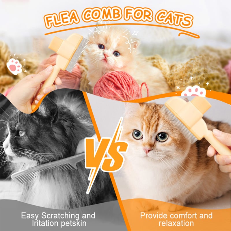 🔥 Self-Cleaning Pet Flea Comb & Grooming Brush for Dogs & Cats