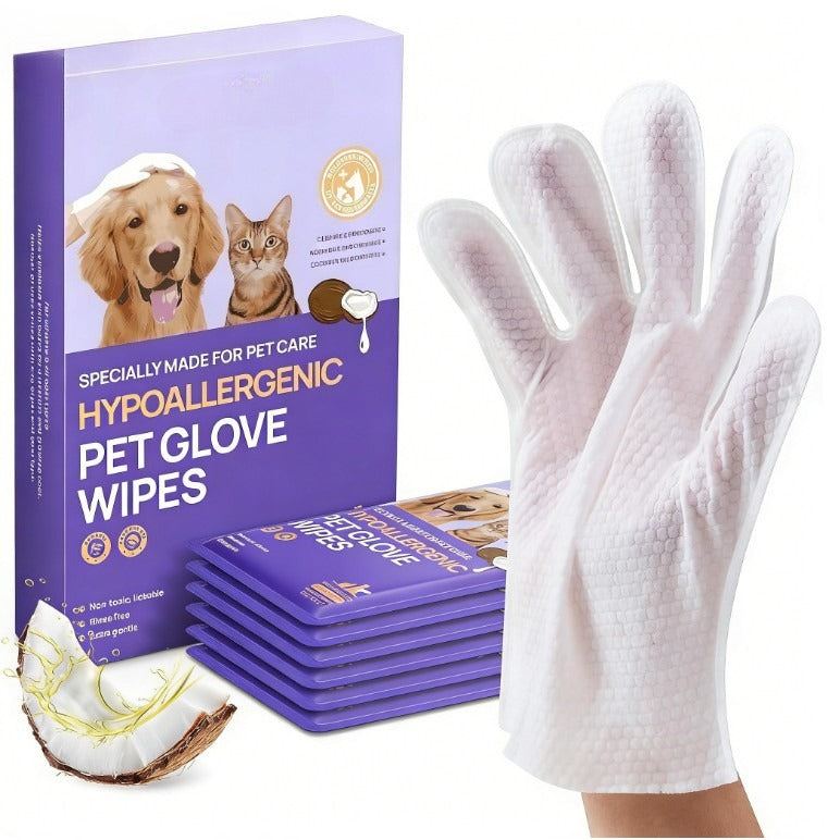 Waterless Pet Grooming Gloves – No-Rinse, Aloe & Oat Infused