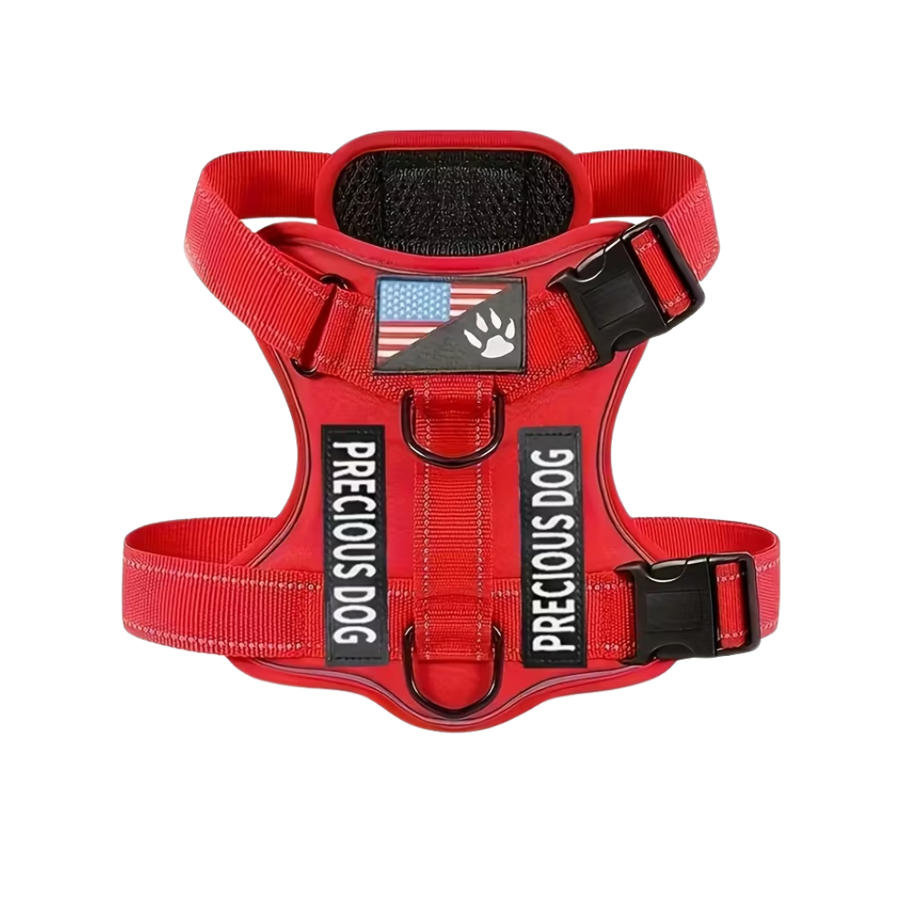 Adjustable Reflective Service Dog Harness with 5 Removable Training Patches
