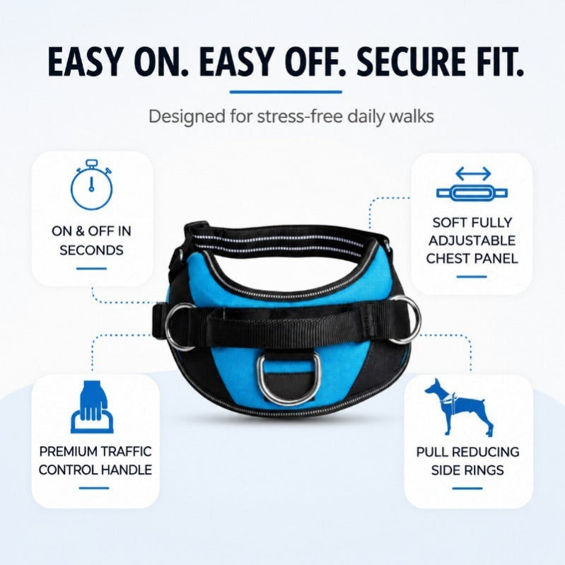 Side-Ring Gentle Guidance Dog Harness – No-Pull, Comfort-Fit, Reflective Safety
