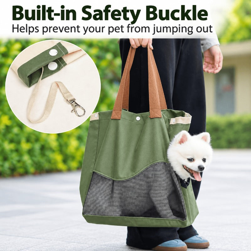 Breathable Canvas Pet Tote Bag – Lightweight & Ventilated Carrier for Cats and Small Dogs