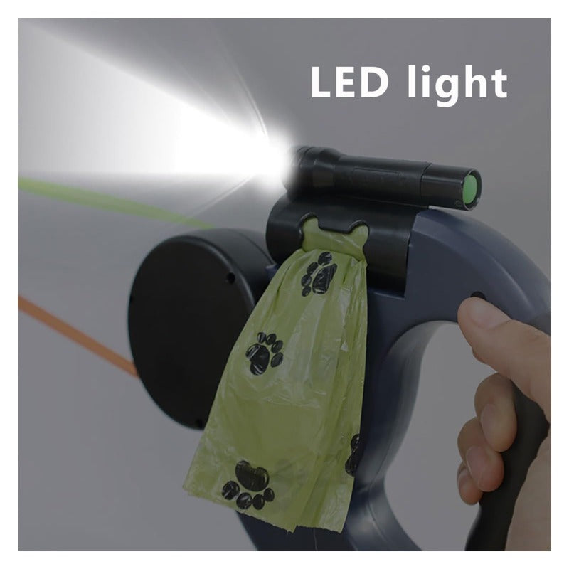 Dual Dog Leash with 360° Tangle-Free Swivel & LED Light