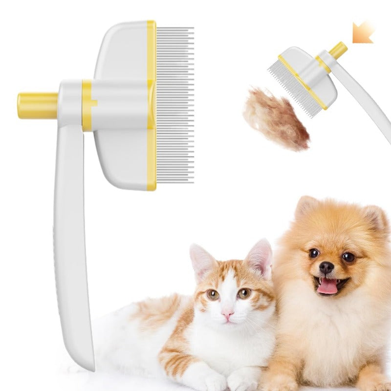 Pet Hair Comb for Dogs & Cats — Deshedding Grooming Tool with Easy-Clean Lever