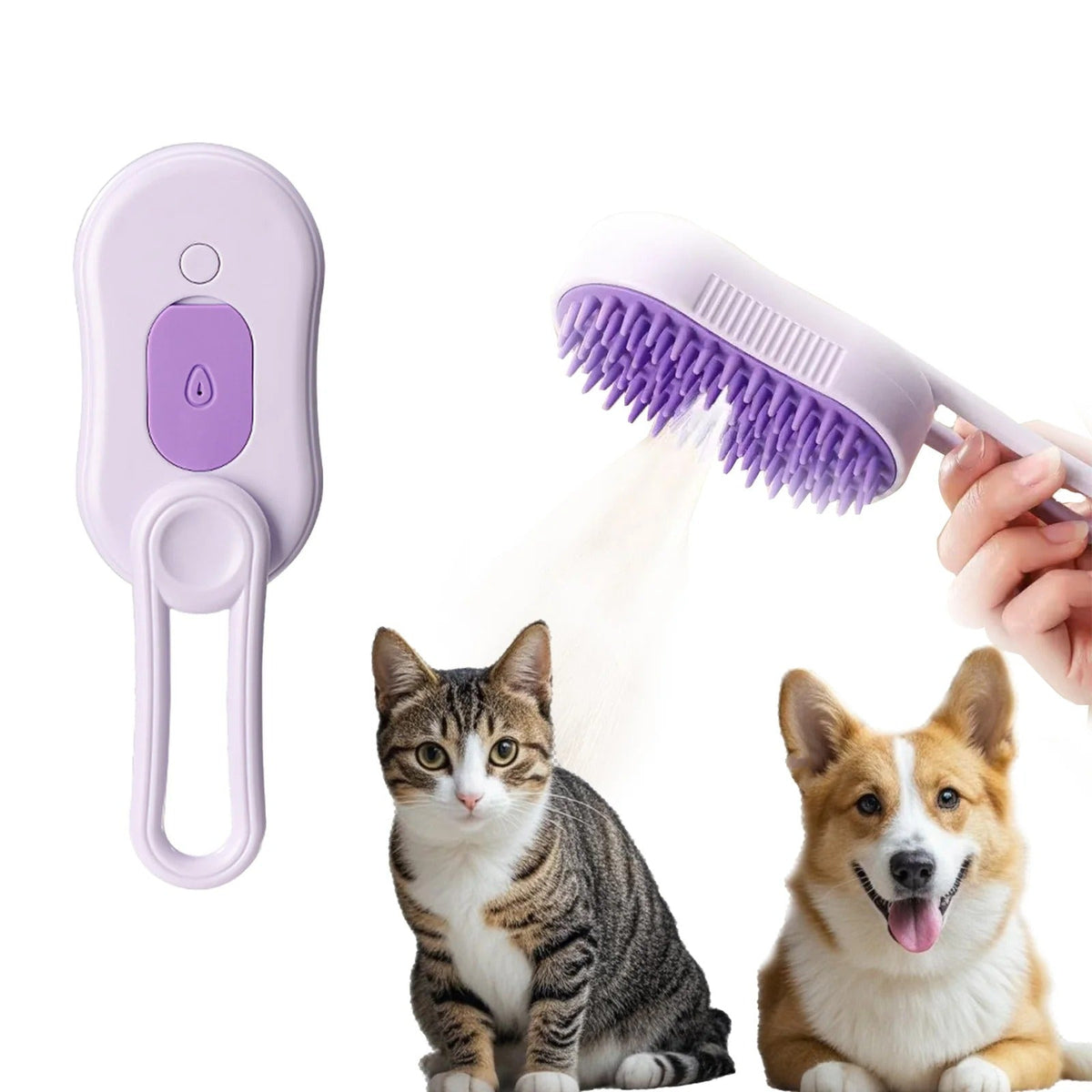 PuffEase Spritz Deshedding Brush with Steam Technology
