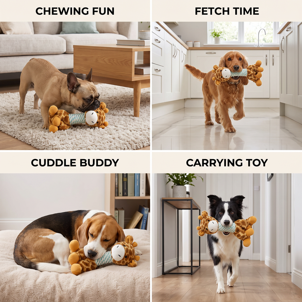 Durable Animal-Shaped Plush Rope Dog Toy with Squeaker & Teeth-Cleaning Action