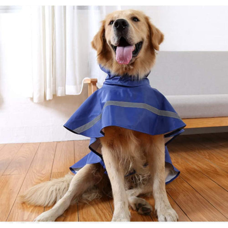 Large Dog Raincoat — Adjustable Waterproof Rain Jacket for Dogs, Lightweight Poncho with Reflective Strip & Hood