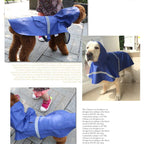 Large Dog Raincoat — Adjustable Waterproof Rain Jacket for Dogs, Lightweight Poncho with Reflective Strip & Hood