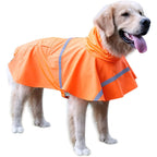 Large Dog Raincoat — Adjustable Waterproof Rain Jacket for Dogs, Lightweight Poncho with Reflective Strip & Hood
