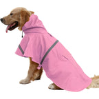 Large Dog Raincoat — Adjustable Waterproof Rain Jacket for Dogs, Lightweight Poncho with Reflective Strip & Hood