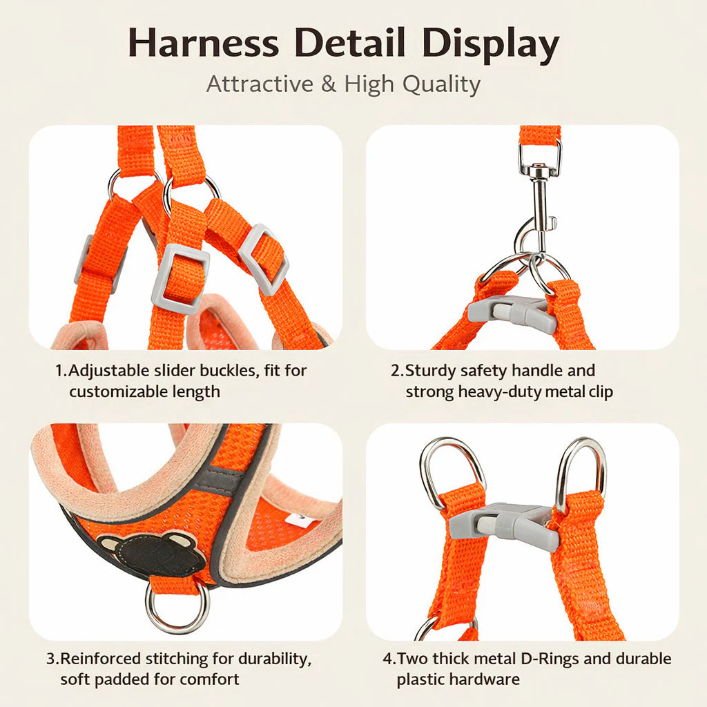 Adjustable Air Mesh Dog & Cat Harness – Breathable, Secure, Reflective