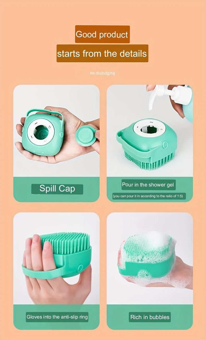 Pet Bath Brush with Built-In Shampoo Dispenser