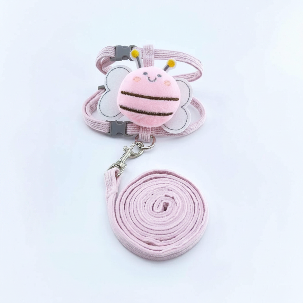 Adjustable Bee-Themed Pet Harness & Leash Set for Cats and Small Dogs