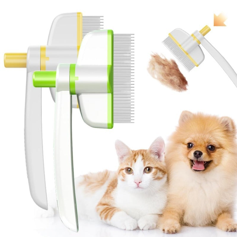Pet Hair Comb for Dogs & Cats — Deshedding Grooming Tool with Easy-Clean Lever
