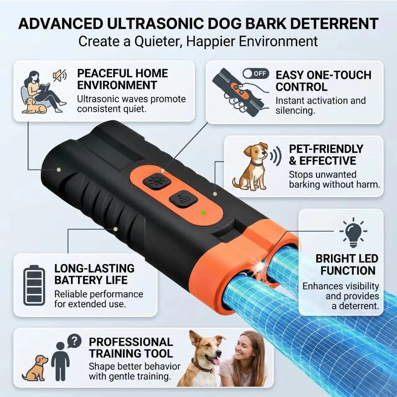 Instant Ultrasonic Bark Stopper — Humane Dog Training Device