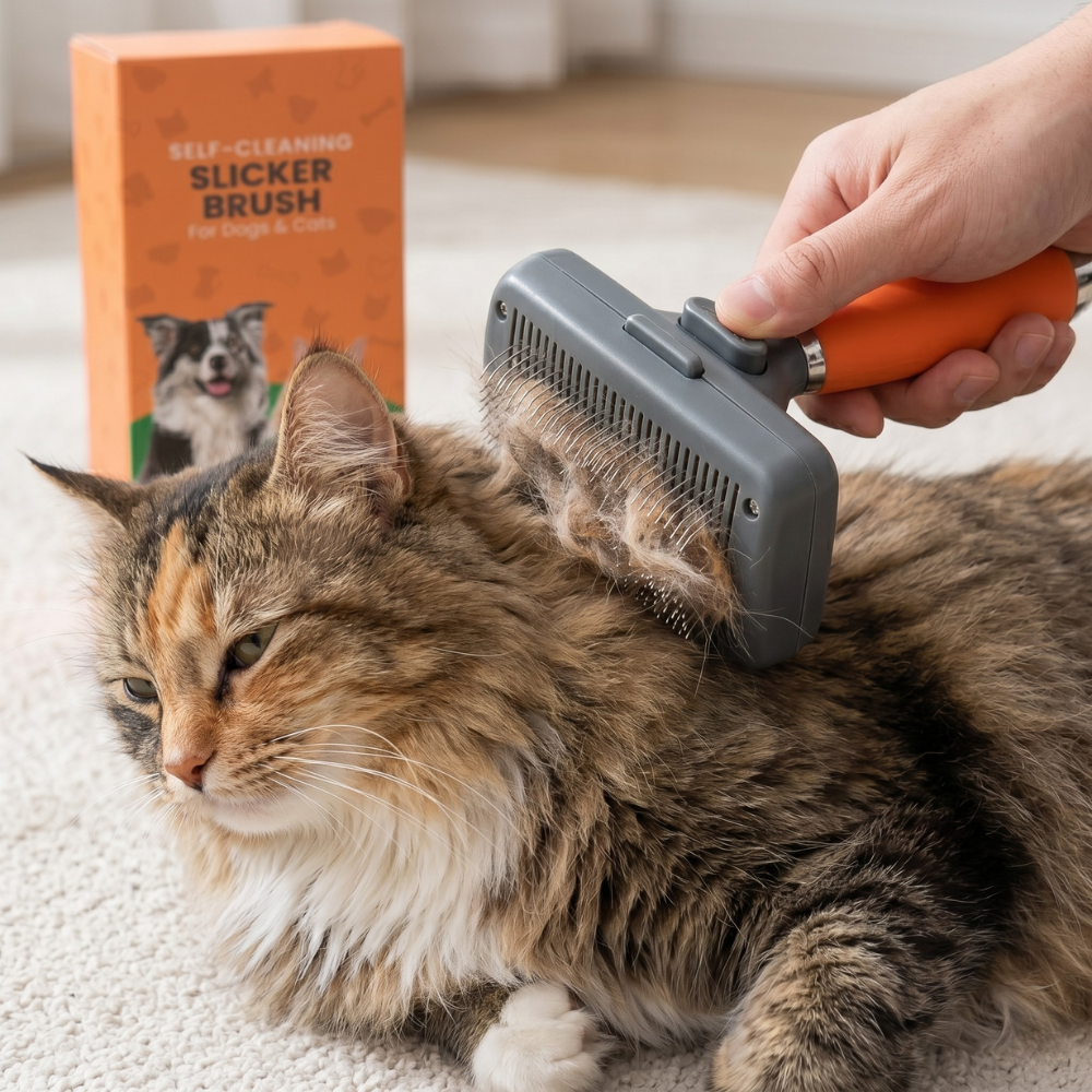 Pet Fur Rake Comb – Stainless Steel Dematting & Deshedding Tool for Dogs and Cats