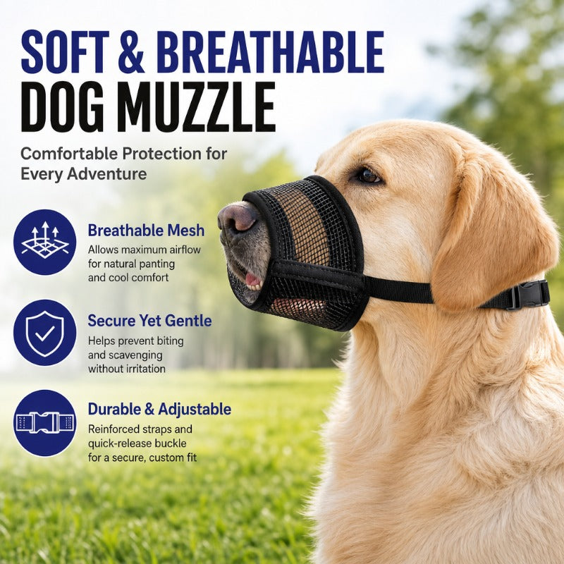 Soft & Breathable Mesh Dog Muzzle – Comfort-Fit for Long-Nosed Breeds