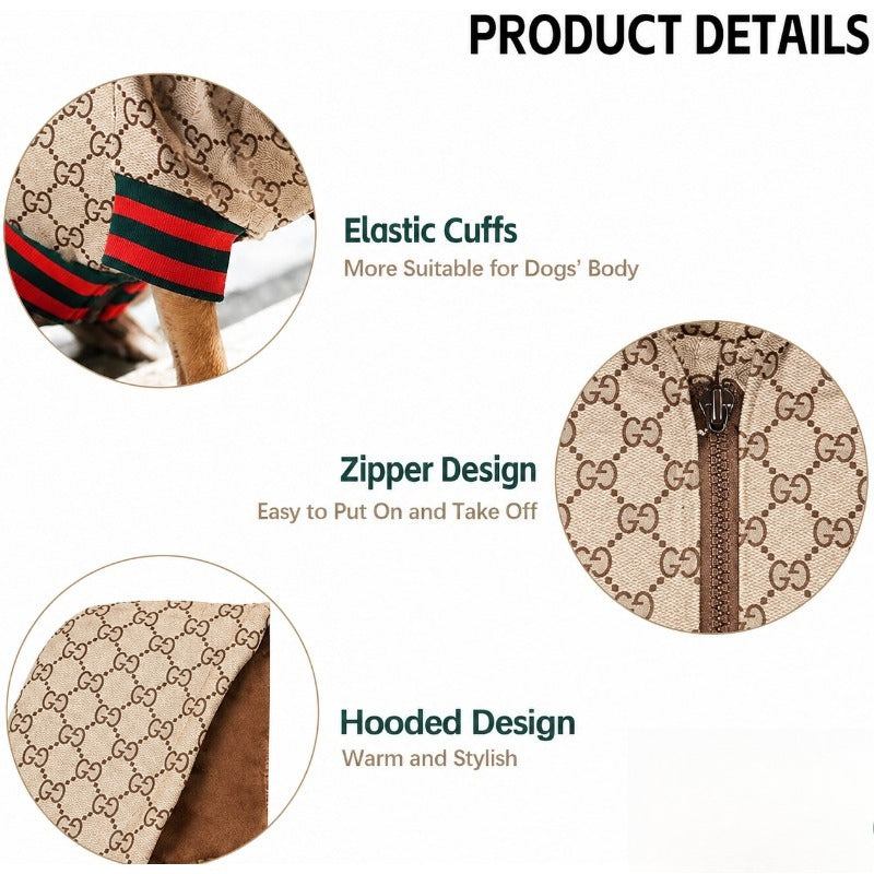 Stylish Warm Dog Jacket – Quilted Tartan Pet Coat with Full Zipper