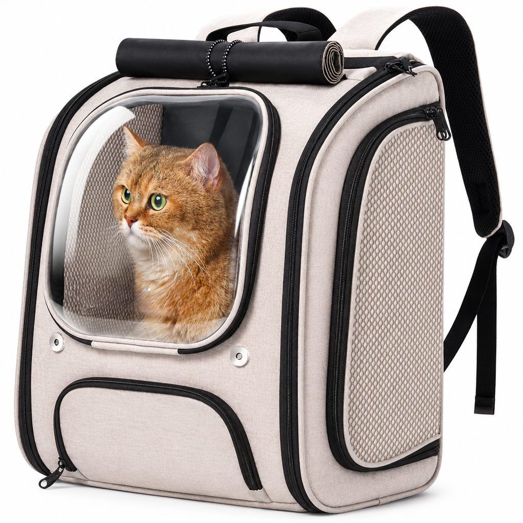 3D Ergonomic Pet Backpack Carrier – Comfortable, Ventilated & Secure for Cats & Small Dogs