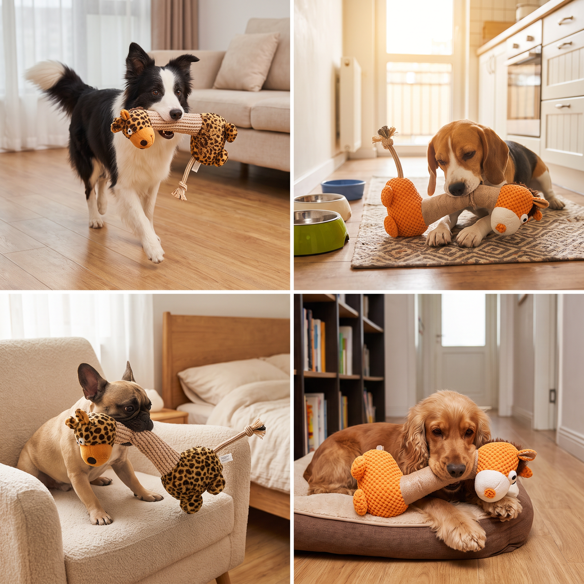 Durable Cotton Rope & Plush Dog Toy with Squeaker — Teeth Cleaning Chew Toy